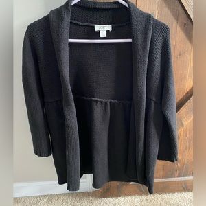 Black Loft babydoll sweater, 3/4 sleeves, no buttons